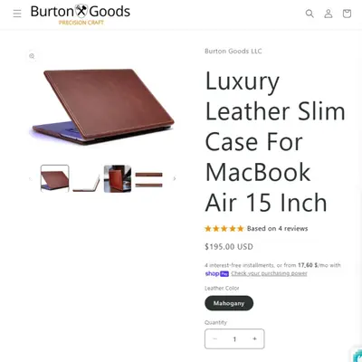 Burton Goods Luxury Leather Slim Case for MacBook Air 15 Inch - Thumbnail 4